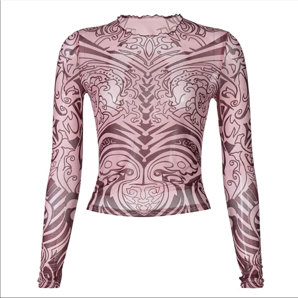 New tattoo like long sleeve crop top - Picture 2 of 4